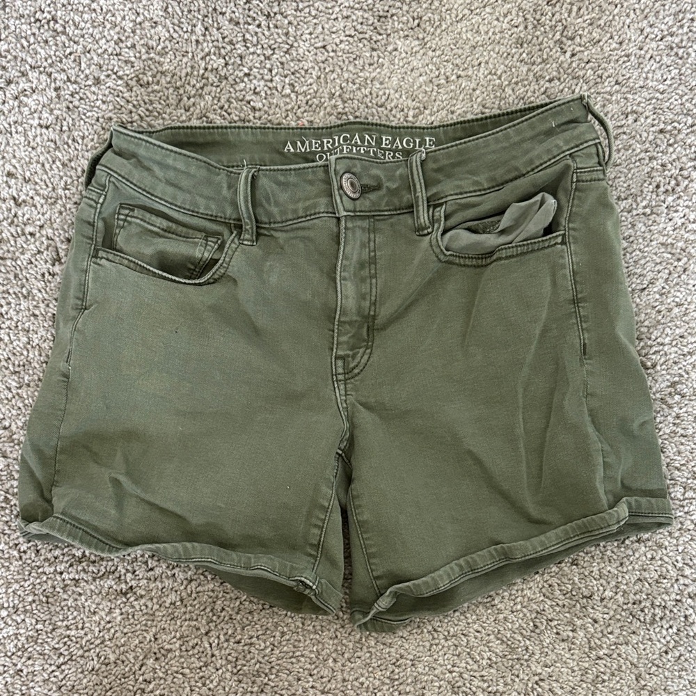 American Eagle Outfitters Olive Green Denim Shorts